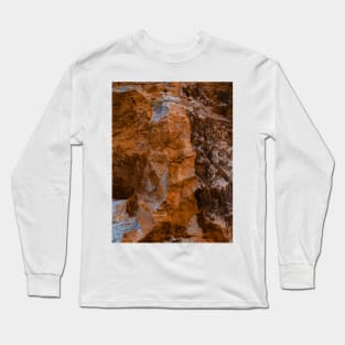 A brown white snowman chiseled in a stonewall 2 Long Sleeve T-Shirt